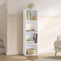 4 Cubos Compartimentos, Estanteria Columna Alta, Estantes de Piso para Exposición, Libreria Blanca para Oficina - details 2