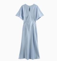 BUNO-vestido elegante de satén de seda de estilo francés para mujer, nueva colección de otoño 2024, efecto adelgazante que suaviza tu silueta sin arrugas - details 2