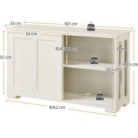 Aparador de Buffet para Sala de Estar Estilo Cerradura de Puerta Vitrina de Ancho para Muebles de Almacenamiento Blanco - details 2