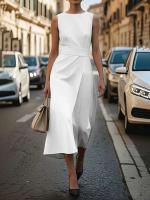 Elegante Vestido Largo de Verano 2025 Cuello Redondo Sexy, Cintura Alta, Manga Sin Aros, Moda para Mujeres - details 1