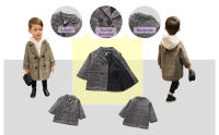 Chaqueta de Tweed verde aguacate con solapa para niños y niñas, abrigo de lana mediano, cálido - details 2