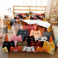 Juego de Ropa de Cama con Estampado de Gato Encantador Funda de Cojín y Cubierta de Edredón de Lujo para Reina Estilo Personalizado para Niños - details 9