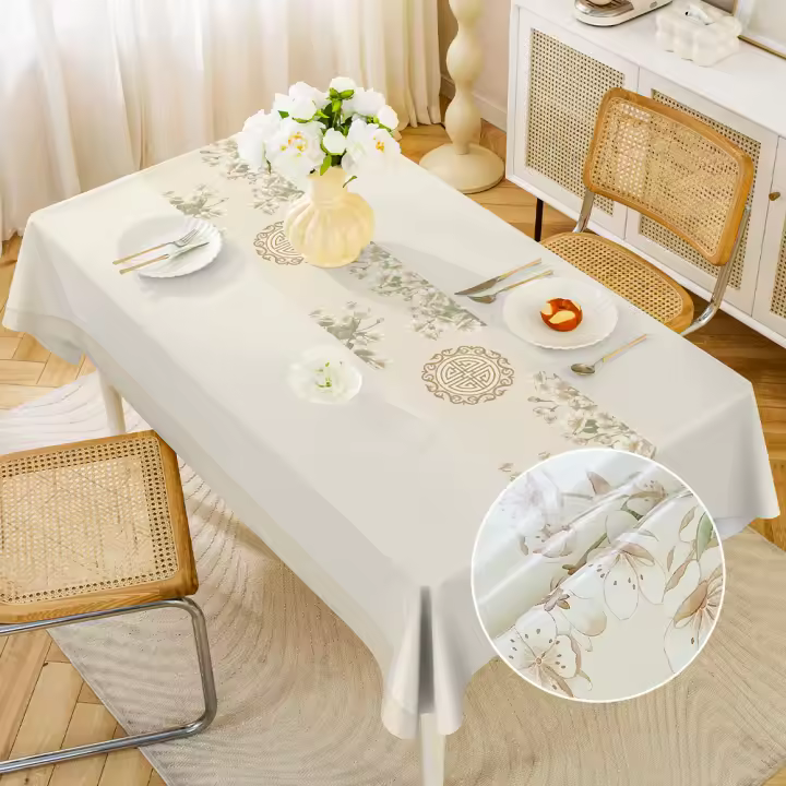 Mantel de Mesa de Seda Antideslizante Impermeable, Resistente al Aceite, Estilo Étnico para Mesas de Comedor - 1