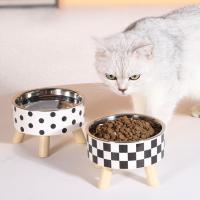 Cuenco de acero inoxidable antiasfixia para gatos, comedero antideslizante con soporte, cuenco elevado para gatos, rejilla/punto de onda, alimentador para perros de pie alto - details 5