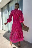 2025falda de encaje con cuello redondo para mujer, farol ahuecado Vestido de manga, cintura ajustada, ropa informal de noche, fiesta de graduación - details 17