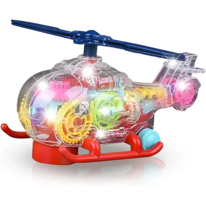 Excitat Helicóptero de Juguete Transparente 1PC Coche de Juego de Movesiento con Geares Colores, Música y Efectos LED - 1