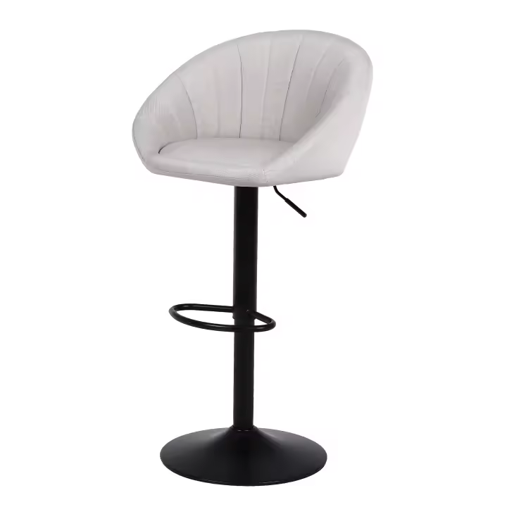 Taburetes Altos de Cocina Juego de 1, Taburete Cocina con Respaldo y Reposapiés, Taburete de Bar de Lino Transpirable, Altura Regulable, Giratorios, Beige - 1