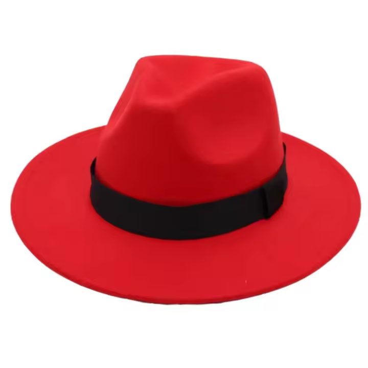 Nuevo ala grande para hombres y mujeres, sombreros de jazz de lana de moda, sombreros de copa - 1