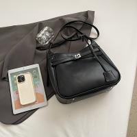 Bolso de hombro elegante para mujer de verano 2025: correa suave y ajustable, cierre de cremallera, diseño minimalista elegante en color crema con detalles marrones, bolso cruzado versátil | Bolso elegante | Forro de poliéster, bolso - details 11