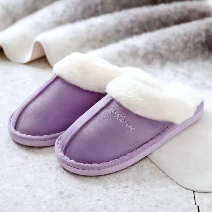 Zapatillas de casa de otoño e invierno, algodón antideslizante para parejas de interior de felpa cálidas para hombres y mujeres al por mayor - 1