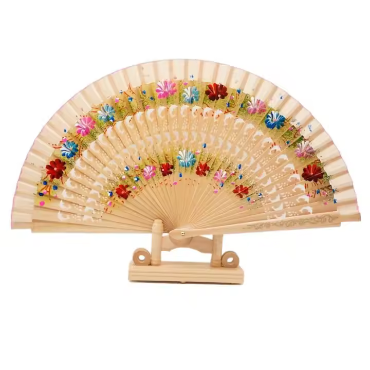 Decoración del hogar de madera pintada de doble cara, recuerdos de boda, suministros para fiestas clásicas, abanico de baile, decoración artesanal, abanico plegable - 1