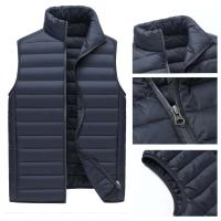 Chaqueta acolchada de plumón de pato para hombre con cuello alto, chaqueta cálida sin mangas de invierno, chaleco de algodón - details 6