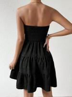 2025 ropa de mujer europea y americana verano nuevo top de tubo de un cuello vestido de textura versátil de color sólido - details 3