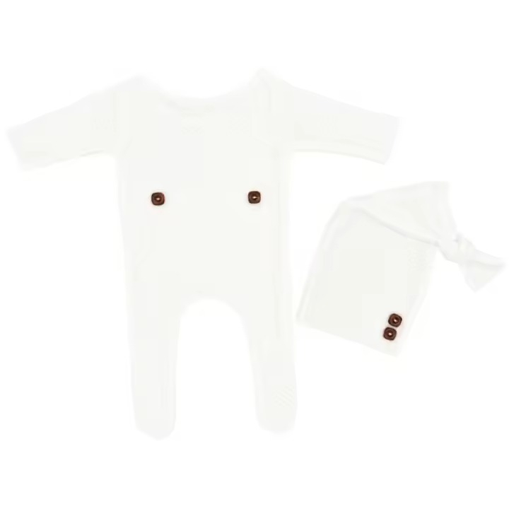 Conjunto de Gorro y Sombrero para Bebé Accesorios de Recién Nacido Gorro de Mono de Punto con Cola Larga Kit de Fotografía para Niños 2 pcs - 1
