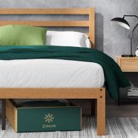Leah Cama 150x200 cm Altura 35 cm con almacenamiento bajo la cama Marco de cama de plataforma de bambú y madera Marrón - details 0