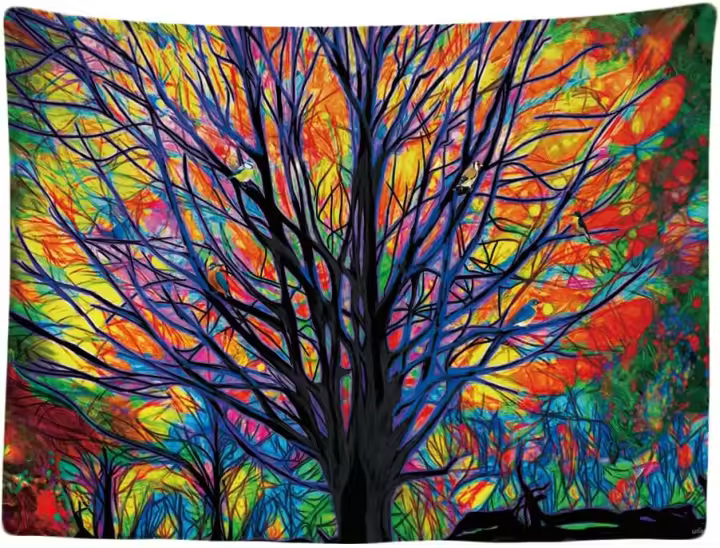 Decoración del Hogar Tapiz Mural Grande de Luz Diseño de Árbol de Pájaro - 1