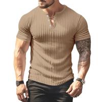 Moda y Estados Unidos color sólido nuevo verano de manga corta comercio exterior camisa casual Camiseta de punto - details 0