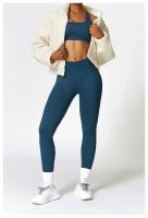 Conjunto de Yoga 2 Piezas Deporte para Mujeres Ropa de Gimnasio con Sujetador Deporte Mallas Cintura Alta Shorts Yoga Leggings Traje de Fitness Material Exterior de Nylon - details 7