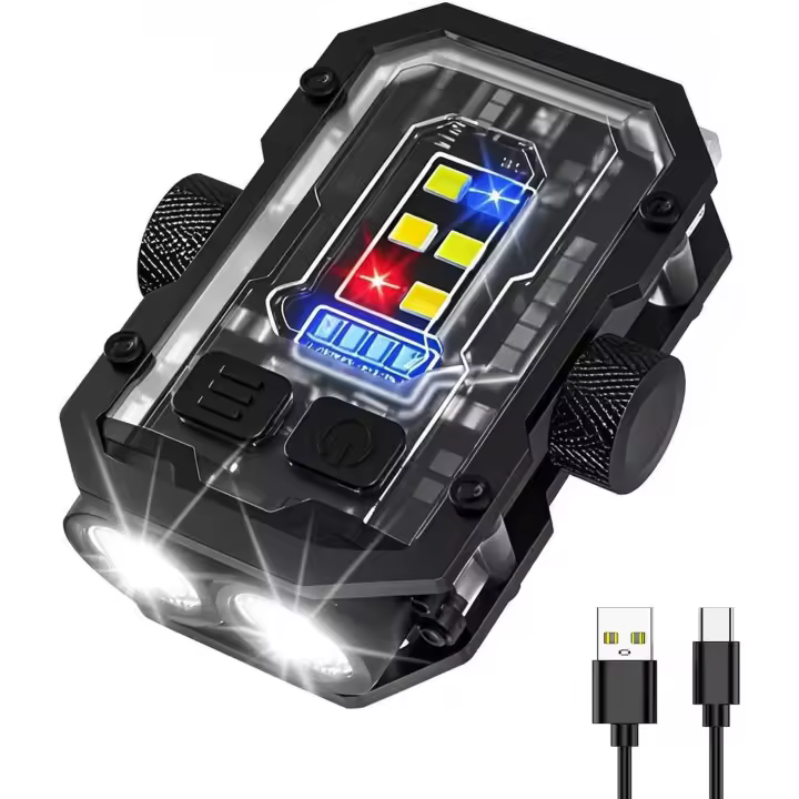 Linterna EDC recargable de 300 lúmenes con luz roja blanca cálida, 8 modos, mini linterna de llavero de bolsillo, imán trasero, gira para reducir la presión, adecuada para iluminación de emergencia y actividades al aire libre - 1