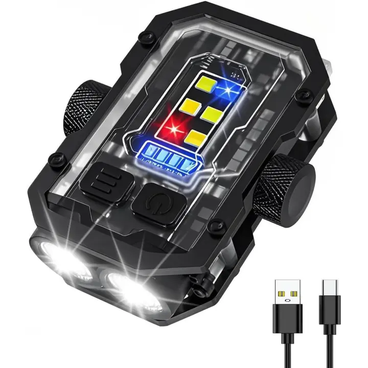 Linterna EDC recargable de 300 lúmenes con luz roja blanca cálida, 8 modos, mini linterna de llavero de bolsillo, imán trasero, gira para reducir la presión, adecuada para iluminación de emergencia y actividades al aire libre - 1