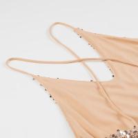 Sexy Women Fashion Backless Hem Slit Spaghetti Strap Sequin Dresses Night Out Vestidos Party Dress - details 8