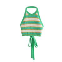 Chaleco tejido con cuello halter Dourbesty Y2K, hermoso top a rayas, pantalones cortos sexys sin espalda y a la venta, camiseta de playa envuelta alrededor del - details 1