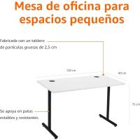 Escritorio simple para oficina en casa, escritorio para PC, parte superior blanca y marco negro, rectangular, fácil de montar, 120 x 60 x 73,6 cm - details 1