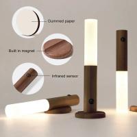 Luz LED de noche pequeña de inducción de cuerpo humano, carga USB, pasillo, armario, imitación de madera, arte - details 13
