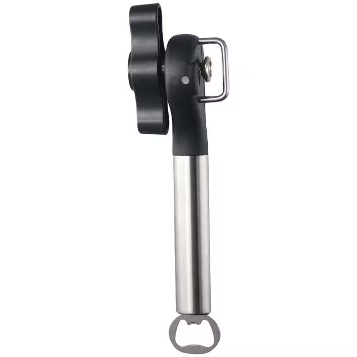 Abrelatas manual de cocina de acero inoxidable, de alta resistencia, antideslizante, seguro, negro, adecuado para chefs caseros - 1
