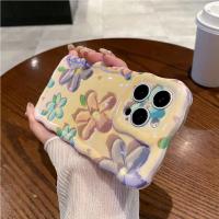 Funda de iPhone 15 Pro Max Pintura al Óleo de Luz Azul Arco Iris Flor Mariposa - details 33