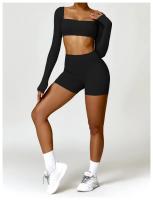 Pantalones cortos de Yoga para mujer, ropa de gimnasio de cintura alta, pantalones cortos deportivos de ciclismo - details 14