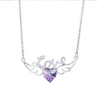 Collar de diseño con alas de plata, combinación de corazón para cumpleaños, regalo de San Valentín - details 0