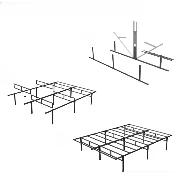 135 x 190 cm - 35,6 cm Cama de Altura con Almacenamiento Debajo de la Cama Cama de Plataforma de Metal Negro - 1