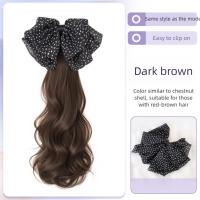 Cola de Caballo baja, lazos negros, extensión de cabello con nudo, postizo, cola de caballo larga y rizada, peluca de cola de caballo con Clip de garra suave Natural para uso diario - details 16