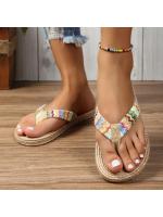Tendencia de moda femenina, antideslizante, resistente al desgaste, suela suave y cómoda, sandalias planas de estilo étnico. - details 3