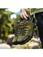 Zapatos de senderismo para hombre, botas de montaña al aire libre, zapatillas de suela gruesa, zapatos de Trekking con cordones a la moda - details 12