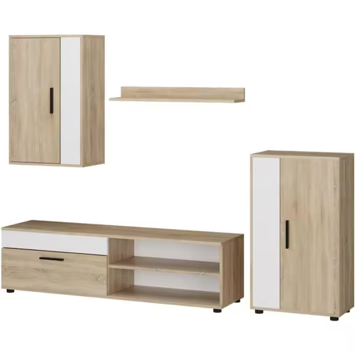 Juego de Muebles para Sala de Estar de Marrón y Beige Conjunto de 4 Piezas - 1