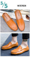 Zapatos informales de cuero genuino para hombre, mocasines formales sin cordones de marca de lujo, italianos, negros, 2025 - details 5