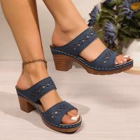 Sandalias de Tacón Grueso Retro con Espacio Hueco Zapatillas de Tacón Alto Ligereas para Mujer - details 8
