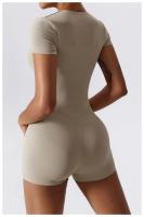 Mono de Yoga de Manga Corta para Mujer Ajustado Secado Rápido Entrenamiento de Danza Traje de Fitness Conjunto de Salto Alto Material Exterior de Nylon - details 3