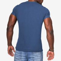 Camiseta de manga corta Henley para hombre, ropa informal de algodón, color blanco, azul vaquero, M-6XL, paquete de 2 - details 4