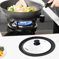 Tapa de Olla Walfos Multifuncional de Vidrio Templado a Prueba de Explosiones con Borde de Silicona Accesorios de Cocina Material de Acero Inoxidable Hecho en China - details 5