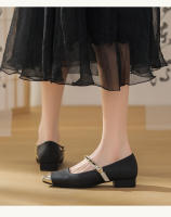 Tacones gruesos franceses de color a juego, pequeños y fragantes, solo zapatos de mujer, primavera y verano 2025, explosión Mary Jane, noche, brisa suave, tacones bajos. - details 11