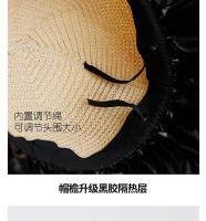 Visera anti ultravioleta tejida de paja para mujer Summer Sun con pegamento negro grande junto al mar, sombrero para el sol transpirable - details 9
