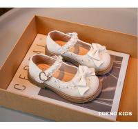 Zapatos de cuero para niñas, calzado de princesa versátil, estilo británico, sencillo, con lazo de perlas, suaves y dulces, 2024 - details 5