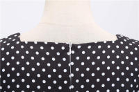 Vestido midi de fiesta de lunares para mujer, elegante, de manga corta, con cuello cuadrado, línea A, estilo años 50 y 60. - details 45