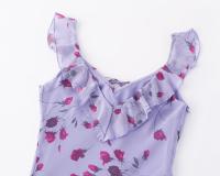Vestido largo de gasa con volantes, cordón y estampado francés estilo retro de verano, entallado, ideal para vacaciones. - details 9