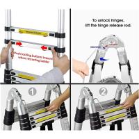 Escalera Telescópica Portátil de Aluminio 6,2m, 2 Ganchos, 15 Peldaños, Antideslizante, Multiusos, Carga de 150kg - details 40
