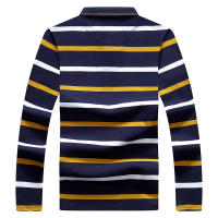 Polo de manga larga para hombre, Camiseta de algodón con bordado a rayas, informal, a la moda, novedad de primavera, 2024 - details 2