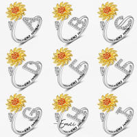 Anillos antiestrés y ansiedad para mujer Spinner de acero satinado girasol sol estrella joyería de moda regalo triangulación de envíos - details 0